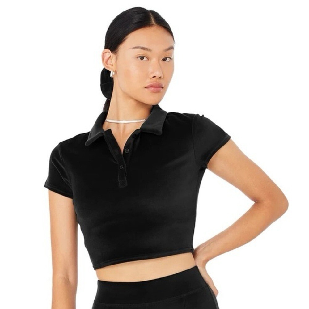 Alo Yoga Velour Choice Polo NWT black Size XS